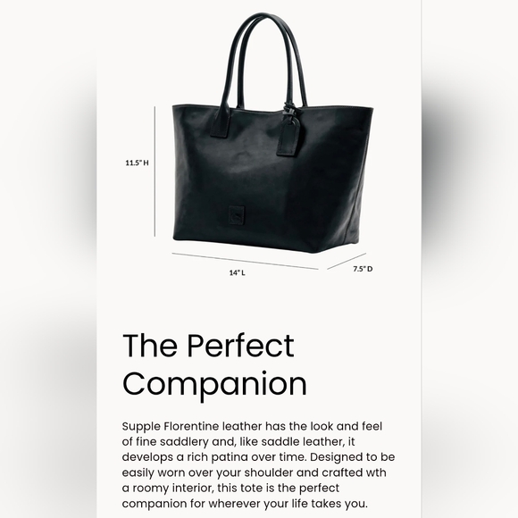 Dooney & Bourke Medium Russel Florentine Leather Tote in ECRU  - NWT - Picture 2 of 8